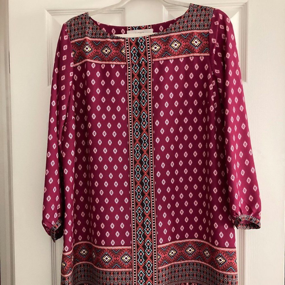 LOFT Silky Polyester Print Dress , Size M ,